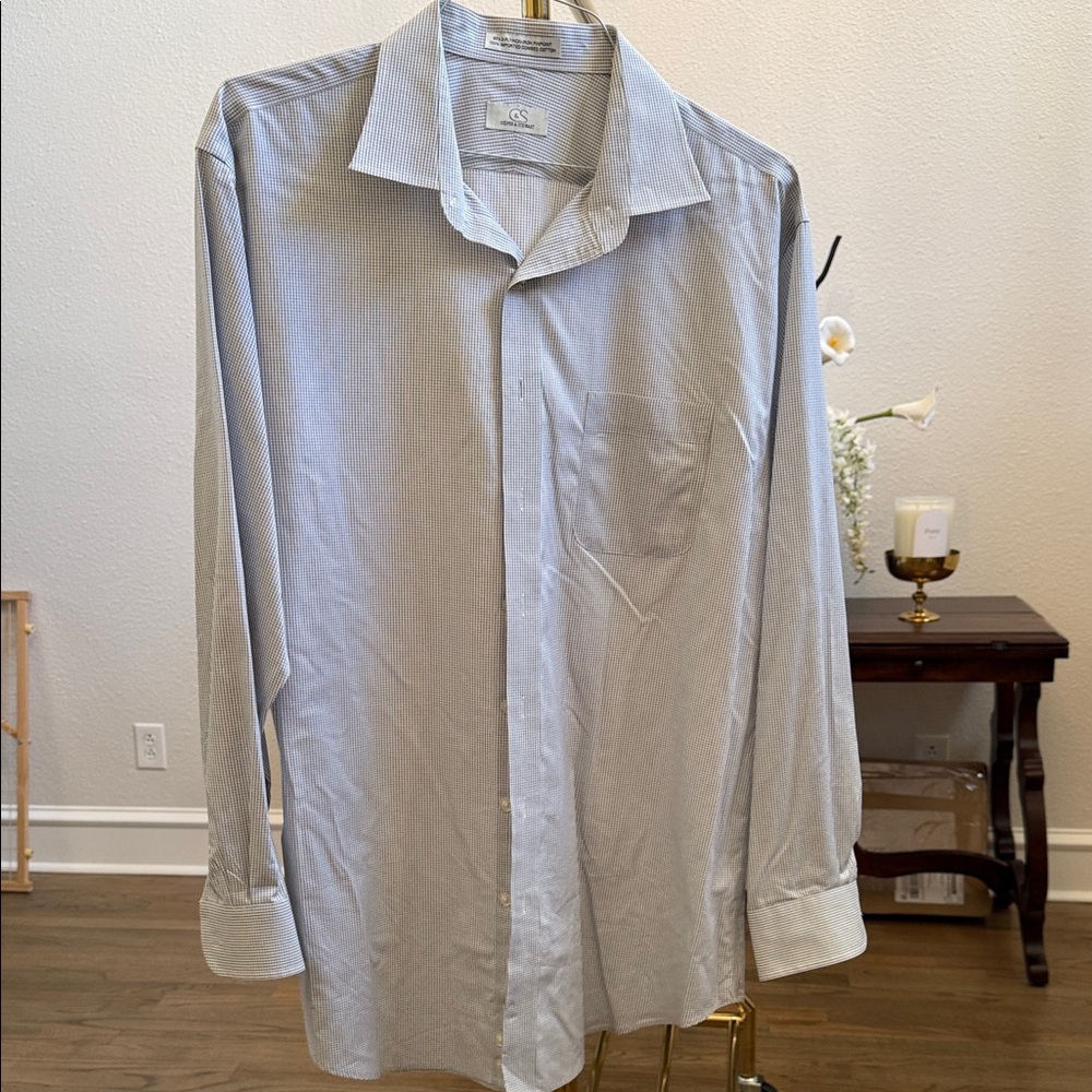 Elegant Men's Blue Dress Shirt